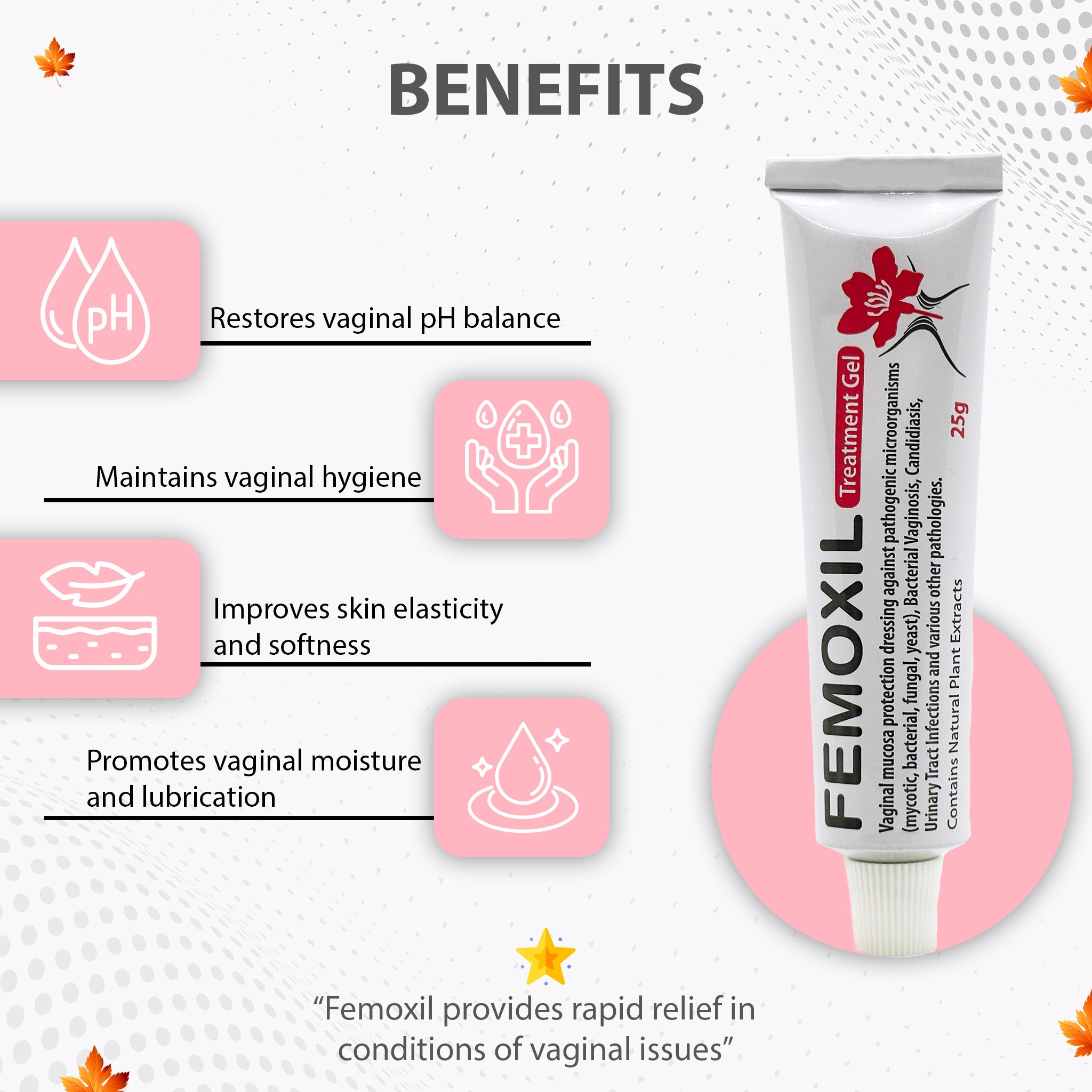 FEMOXIL Vaginal Treatment Gel - Natural Plant-Based Formula for Vagina and Vulva Issues and Discomfort - Provides Fast Soothing Relief - pH Balance and Health 25gr/0.9oz