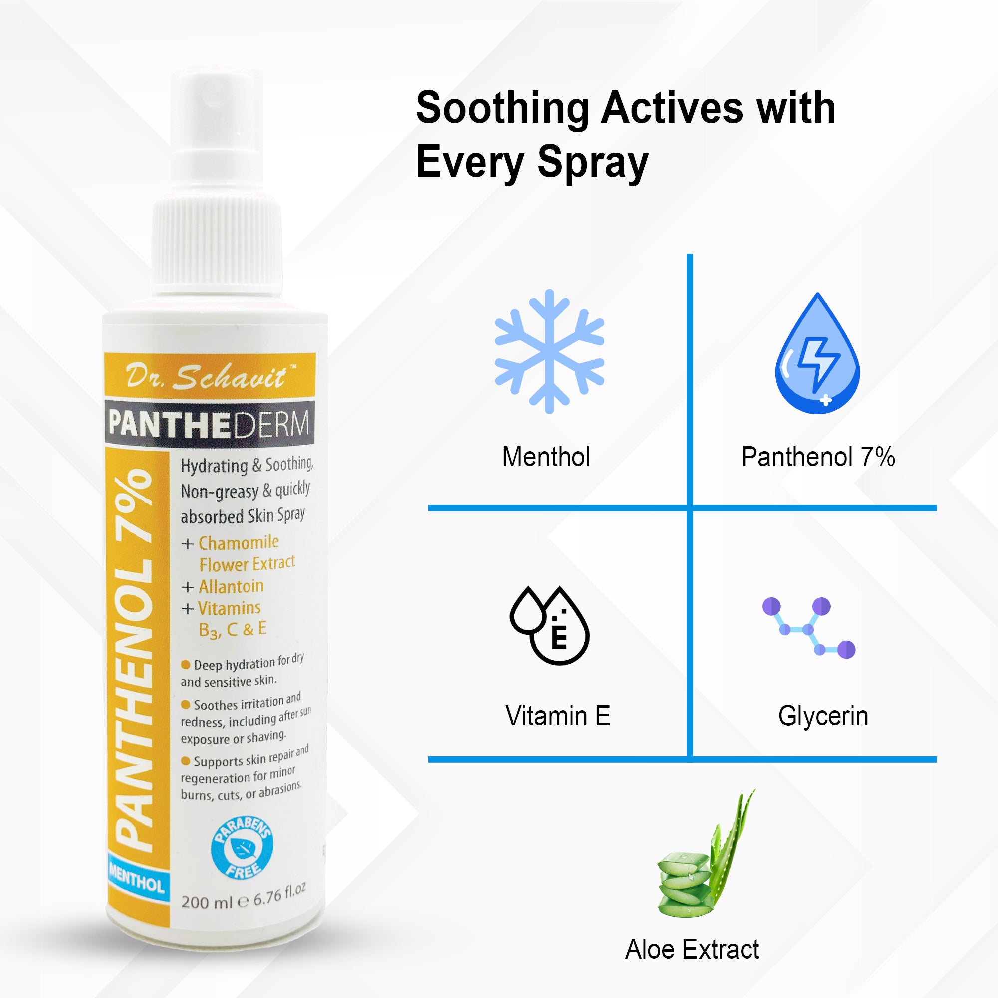 PantheDerm After-Sun Recovery Spray – Dermatologist-Developed, 7% Panthenol + Chamomile & Allantoin – Non-Greasy, Fast-Absorbing Hydration for Sunburned & Sensitive Skin – Vitamins B3, C & E 6.76Fl.Oz