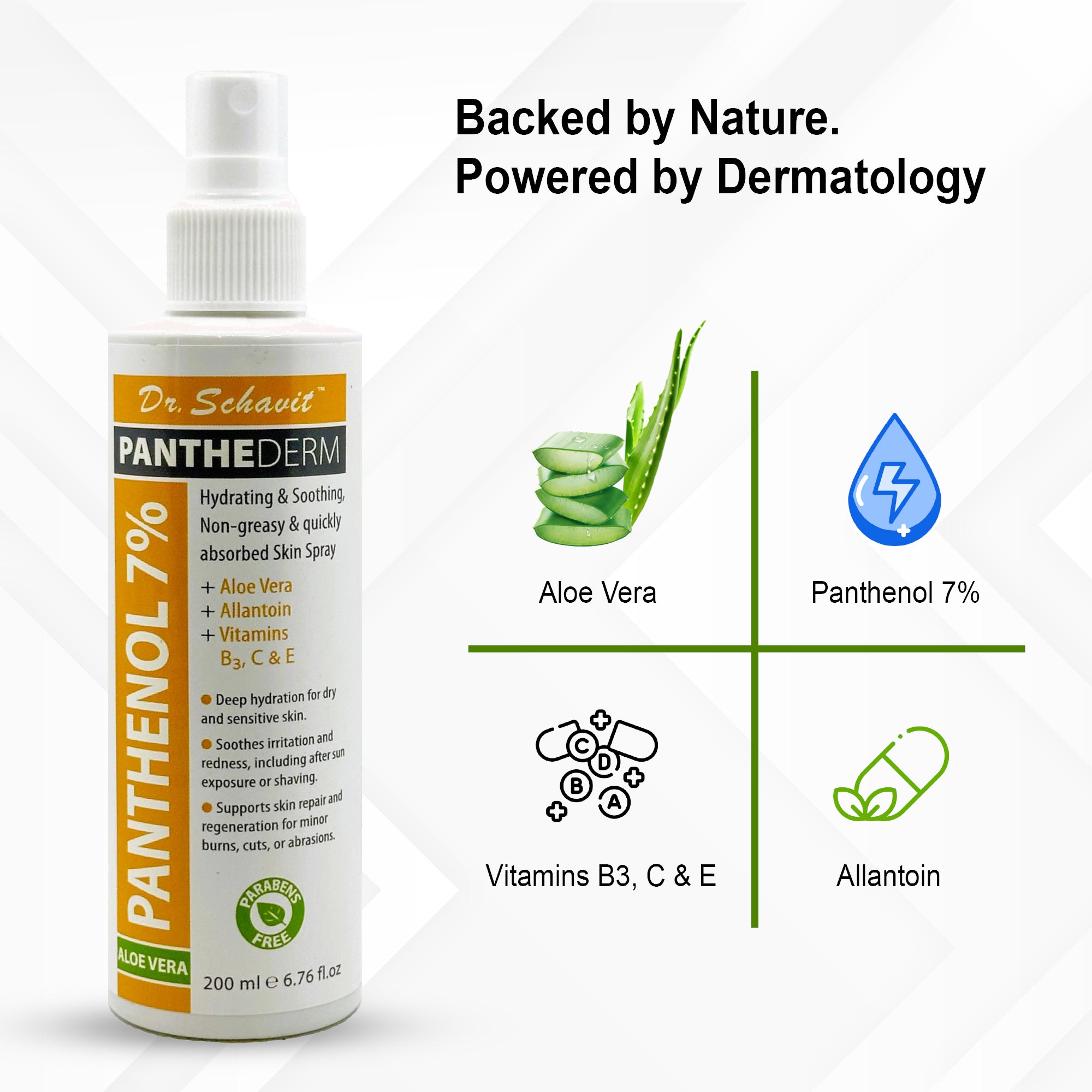 PantheDerm Aloe Vera & Panthenol 7% Skin Spray β Hydrating & Soothing Face & Body Mist for Dry, Sensitive, or Irritated Skin β After Sun, Shaving, Burns, 6.76 fl oz