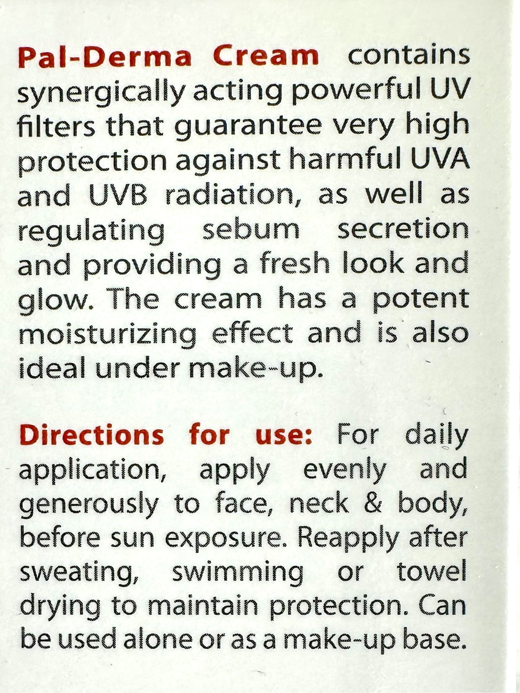 PAL-DERMA Active Sun Protection Cream – SPF 50+ UVA & UVB Maximum Protection – Soothing, Moisturizing, Quick Absorption, Non-Greasy, Enriched with Vitamin E
