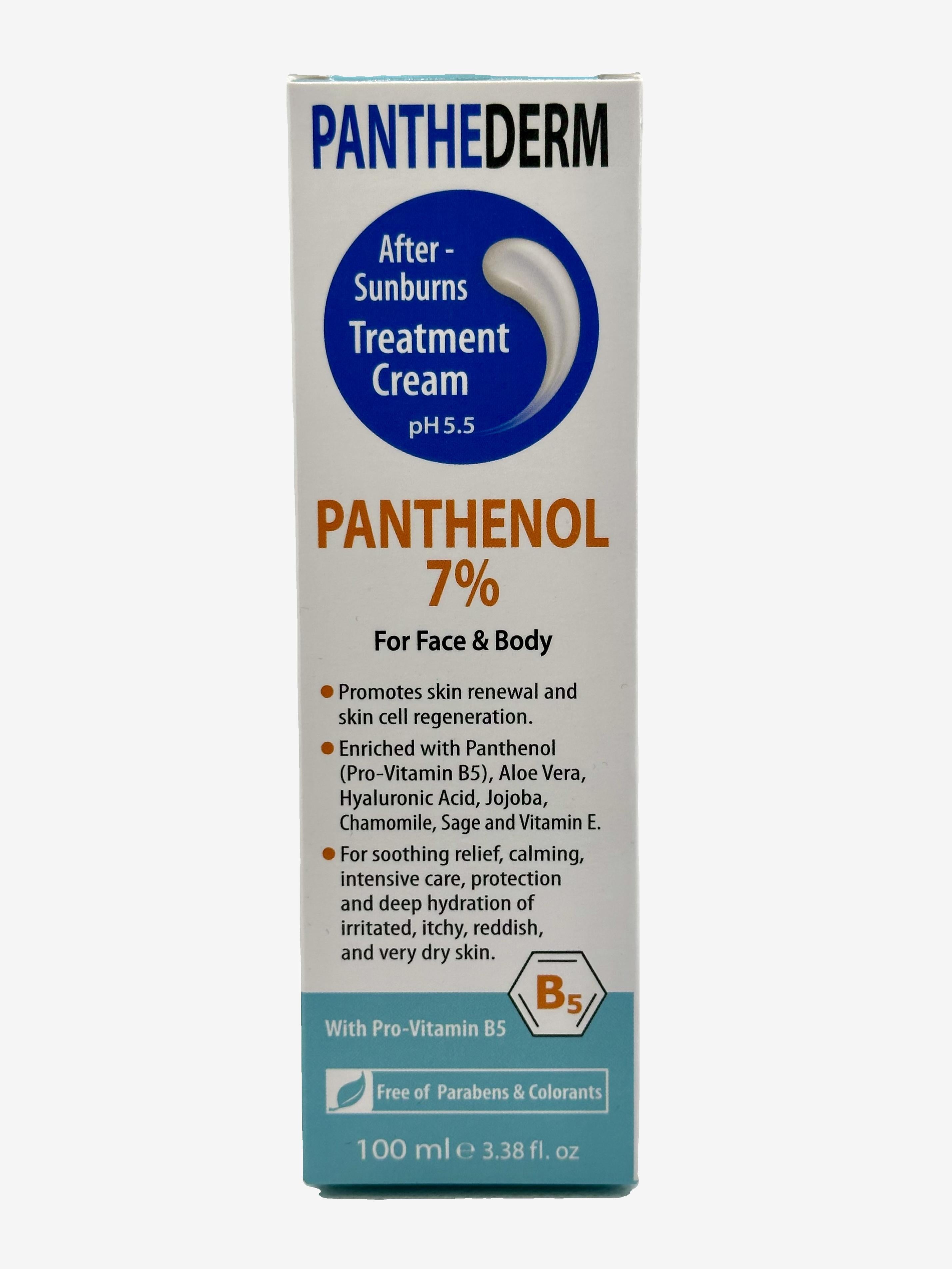 Panthederm After-Sunburn Treatment Cream – pH 5.5, 7% Panthenol for Face & Body – Soothing Relief, Calming & Deep Hydration, Promotes Skin Renewal