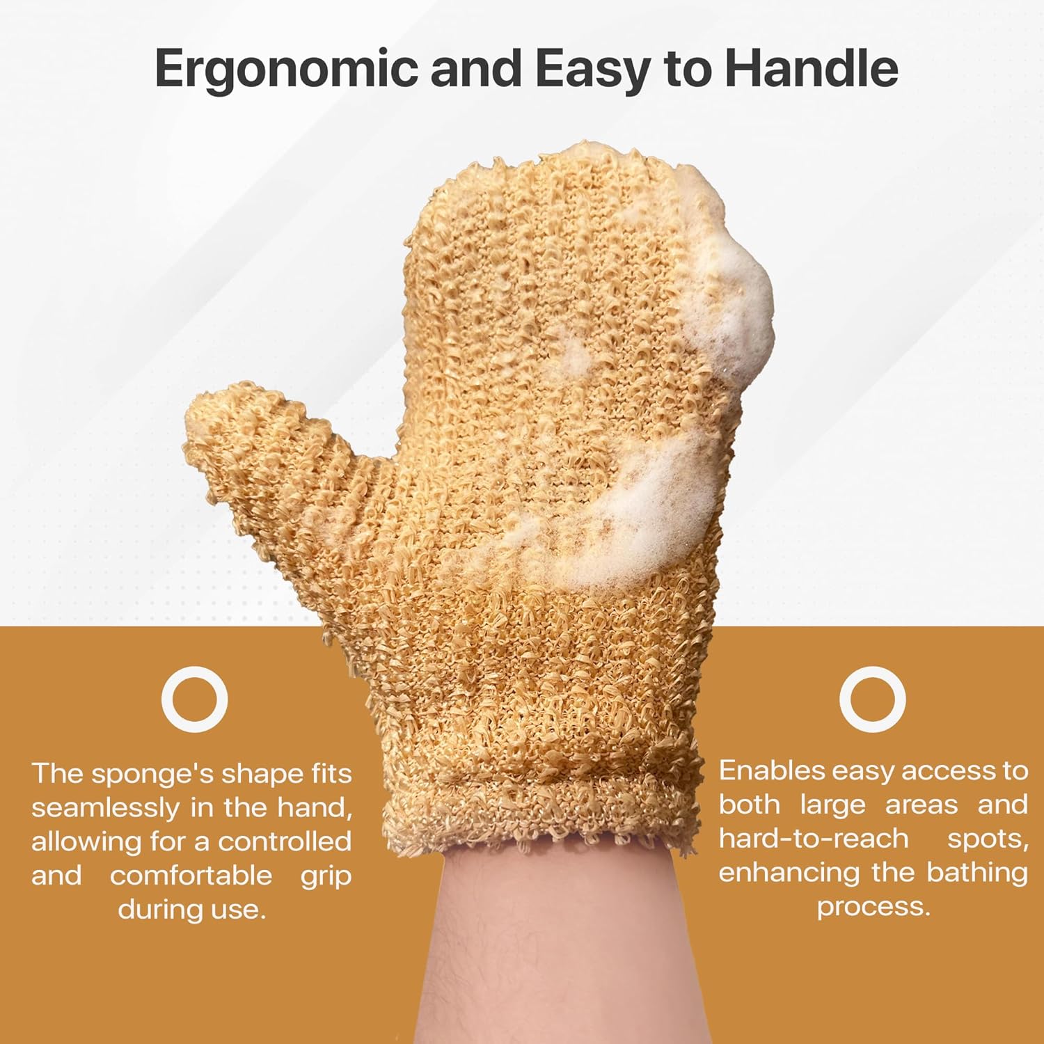 Mitt Bath Sponge Scrub – Hard Firmness | Premium Exfoliating Sponge Glove for Deep Cleansing and Scrubing. Exfoliating Body Scrubber for Bath Shower Exfoliation, Dead Skin Remover