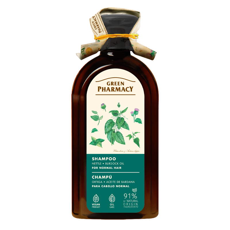 Nettle & Burdock Oil Shampoo for Normal Hair, 350 ml / 11.83 fl.oz – Strengthens Hair, Enhances Shine, Nourishes Scalp. Vegan 91% Natural Ingredients