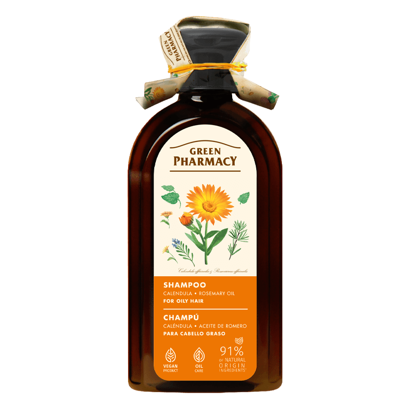 Calendula & Rosemary Oil Shampoo for Oily Hair, 350 ml / 11.83 fl.oz – Vegan Formula, 91% Natural Ingredients, Balances Scalp & Enhances Freshness