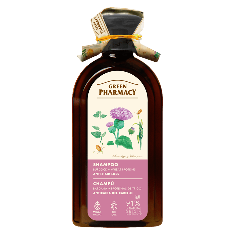 Burdock & Wheat Proteins Anti-Hair Loss Shampoo - Strengthens Hair, Reduces Breakage & Supports Growth - Gentle Daily Formula, 350ml / 11.83 fl. oz. Vegan 91% Natural Ingredients