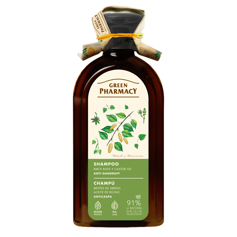 Birch Buds & Castor Oil Anti-Dandruff Shampoo | 350ml (11.83 Fl.oz) | Strengthens Hair, Moisturizes, and Fights Dandruff. Vegan 91% Natural Ingredients