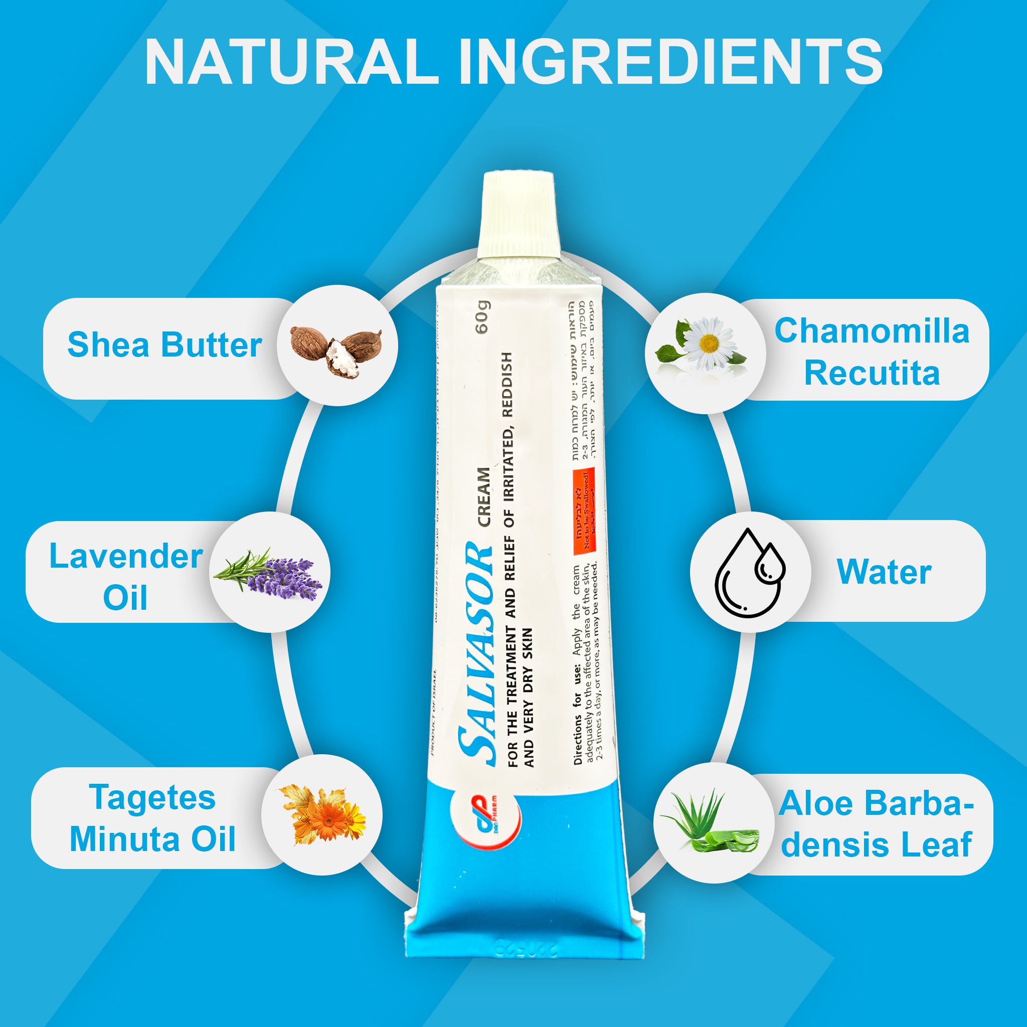 Salvasor Skin Treatment Cream - Eczema Psoriasis Cream for Dry, Itchy, Rough and Irritated Skin - Reduces Appearance of Skin Redness