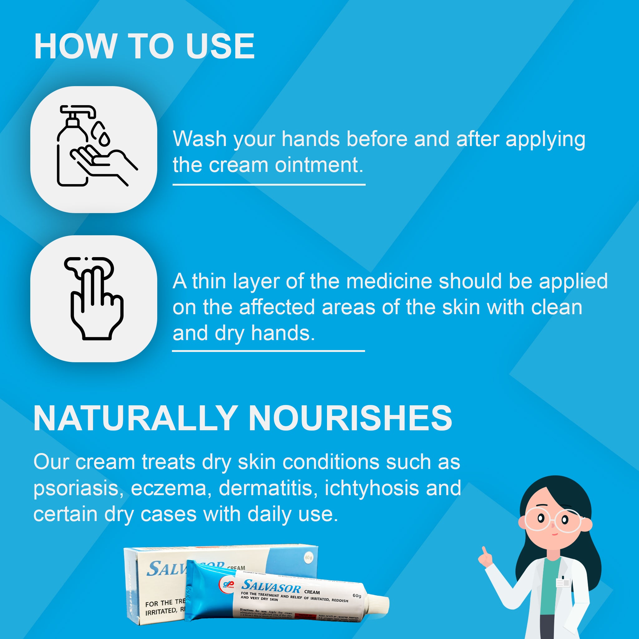 Salvasor Skin Treatment Cream - Eczema Psoriasis Cream for Dry, Itchy, Rough and Irritated Skin - Reduces Appearance of Skin Redness