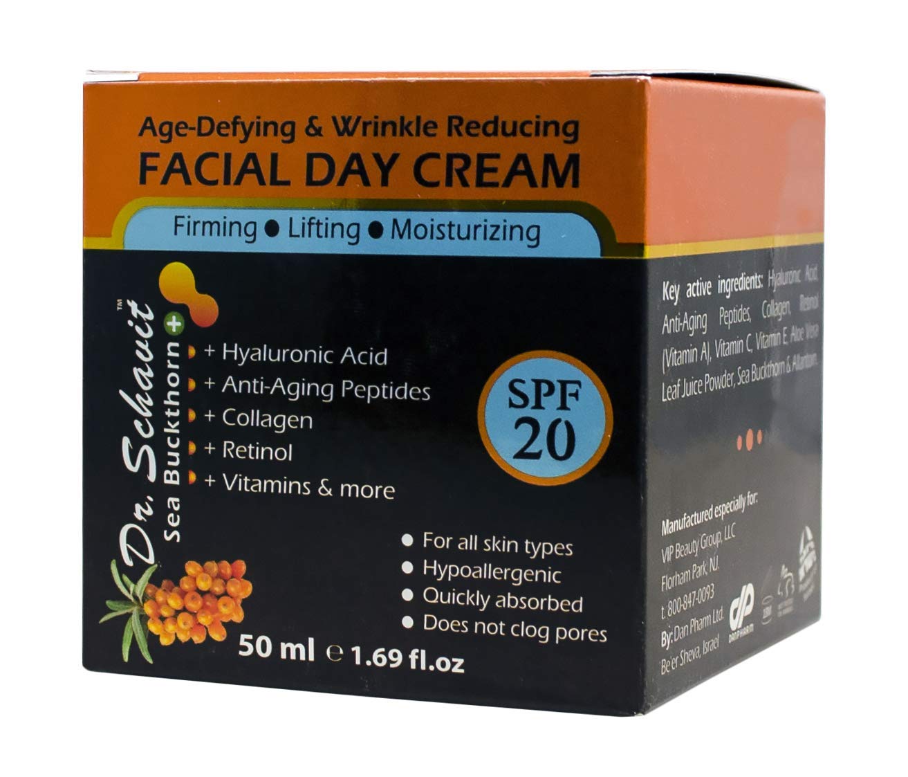 DR. SCHAVIT Sea Buckthorn+ Age-Defying & Wrinkle Reducing Day Cream - Collagen Retinol Anti Wrinkle Face Cream SPF 20 - Wrinkle Repair Day Cream Moisturizer Protects and Hydrates Skin 1.7 oz