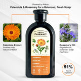 Calendula & Rosemary Oil Shampoo for Oily Hair, 350 ml / 11.83 fl.oz – Vegan Formula, 91% Natural Ingredients, Balances Scalp & Enhances Freshness