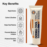 Derma Cool Skin Rash Cream – Rapid-Action Soothing Relief for Red, Irritated, Dry Skin & Diaper Rash – Helps Heal, Protect & Prevent Rashes. Intensive Care Formula 30g