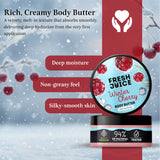 Fresh Juice Winter Cherry Body Butter – Rich Moisturizer with Shea Butter – 94% Natural Ingredients, Vegan – Softens, Nourishes & Adds Radiance – 6.76 fl oz