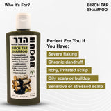 HADAR Herbal Treatment Birch Tar Shampoo – High-Strength Birch Tar Formula for Dandruff, Flaking & Itchy Scalp Relief – Soothes Irritation, Reduces Oily Buildup, Strengthens Hair & Minimizes Breakage