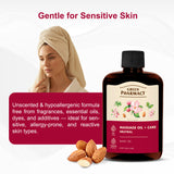 Neutral Care & Massage Oil – Pure Almond Oil Base for Sensitive Skin & Baby Massage – Unscented, Hypoallergenic, No Fragrances or Essential Oils – Deep Moisturizing, Vitamin E Rich – Ideal Carrier Oil