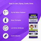 KINOMED Effective Lice Eliminator Spray | Eradicates Lice & Nits | Safe for Children & Adults | Comb Included | Preservative-Free | Dimethicone 95% Formula