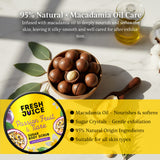Fresh Juice Passion Fruit & Tiaré Sugar Body Scrub – Gentle Exfoliating Body Scrub with Macadamia Oil – 95% Natural Ingredients – Nourishes, Softens & Relaxing Care – 6.76 fl oz