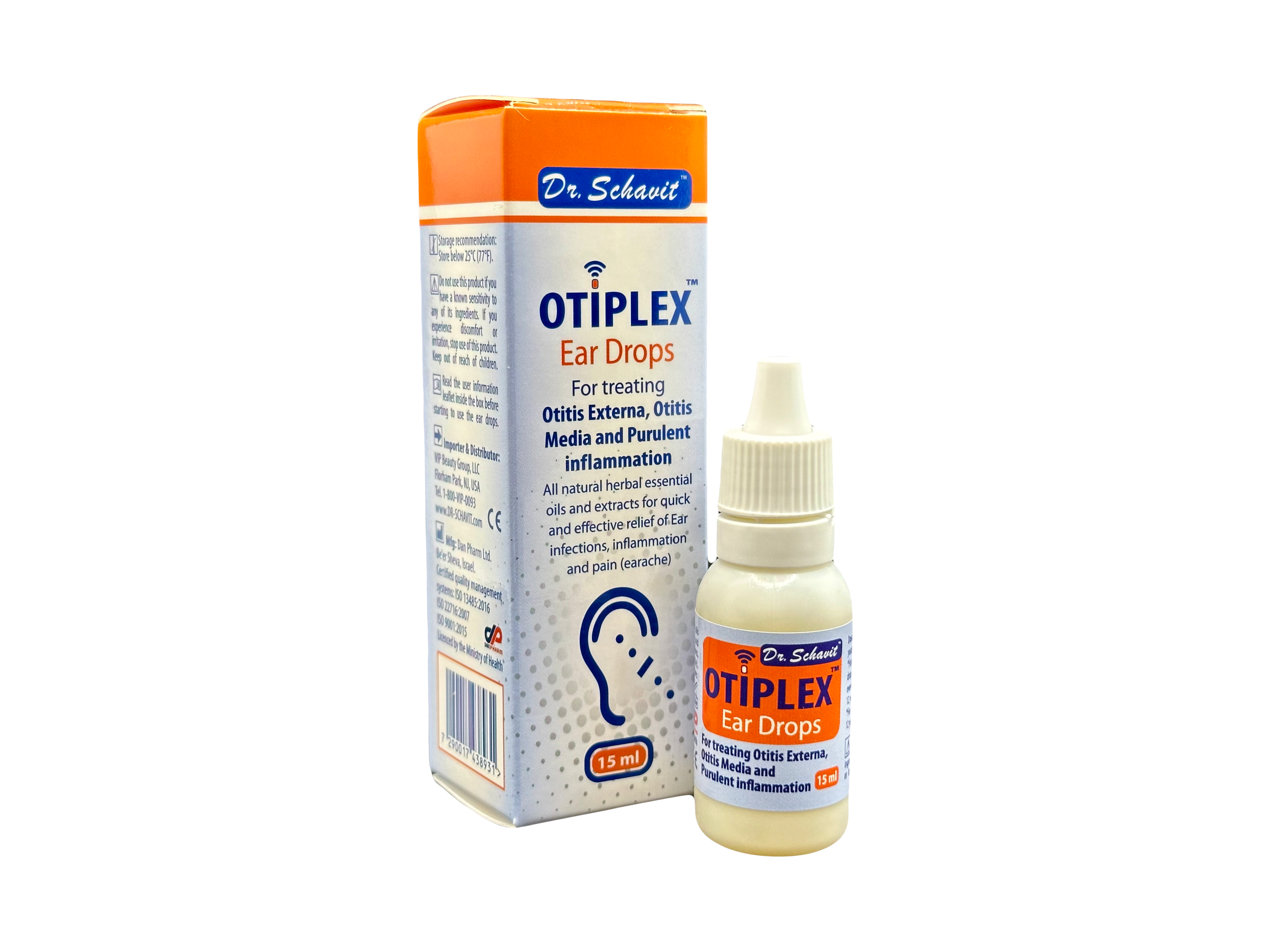 Dr. Schavit "OTIPLEX" All Natural Herbal Ear Drops - Rapid Relief for Ear Infections & Pain
