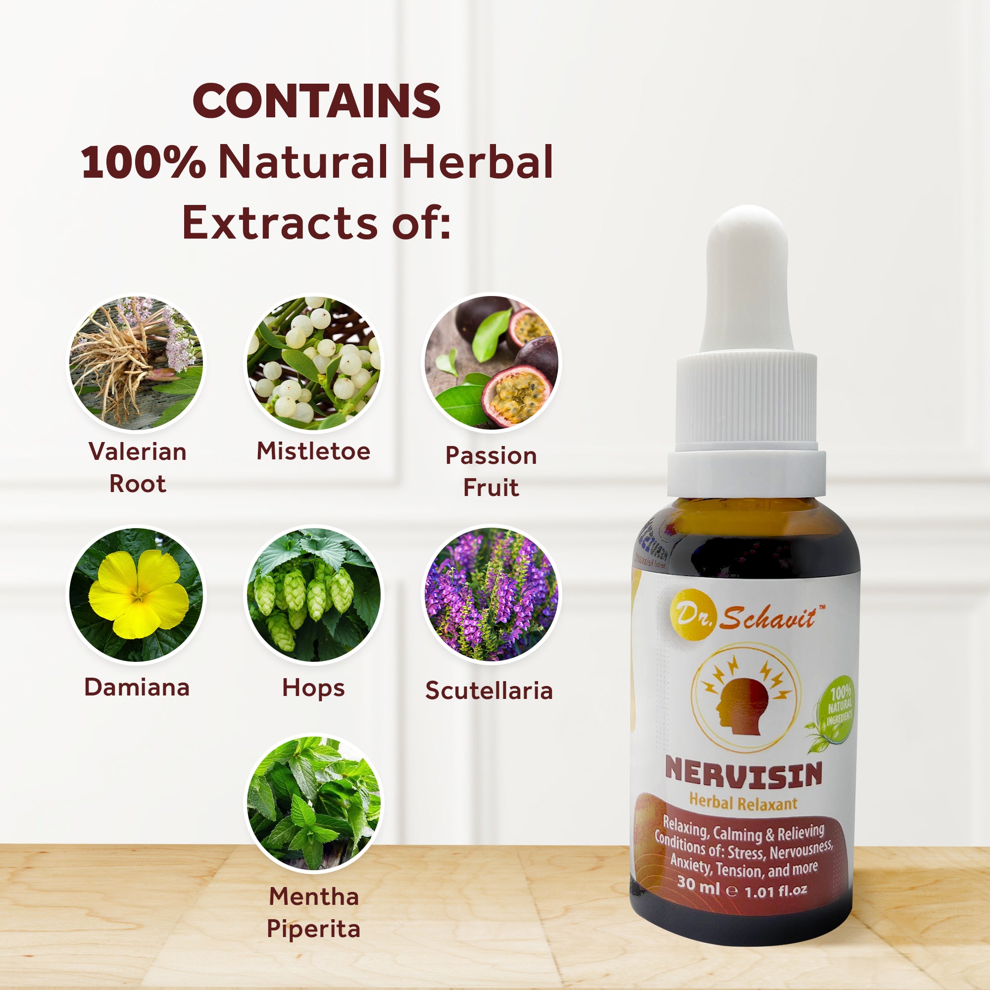NERVISIN Anxiety Drops- Calm and Relaxing Herb Extract Organic Liquid Supplement for Adults- Vegan Tension Reliever Drops