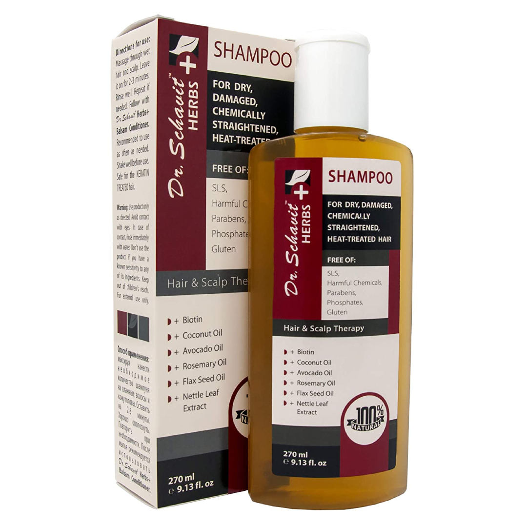 Dr. Schavit Herbs+ Herbal Shampoo for Dry, Damaged, Chemically Straightened, Heat-treated Hair 9.13 fl.oz