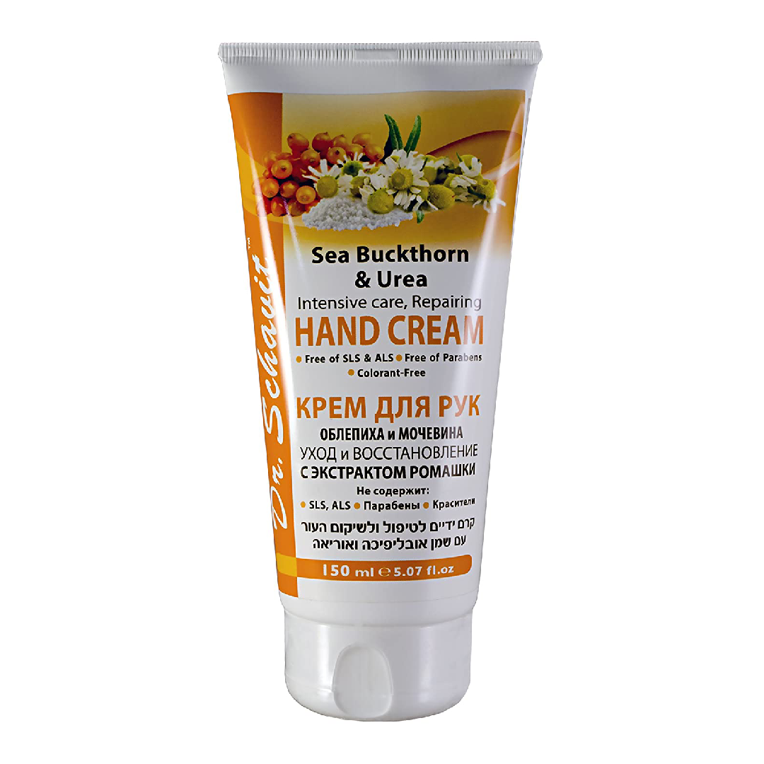 DR. SCHAVIT Hand Cream with Sea Buckthorn and Urea - Hydrate, Protect and Repair with Chamomile Extract - Free of SLS, ALS, Parabens and Colorants